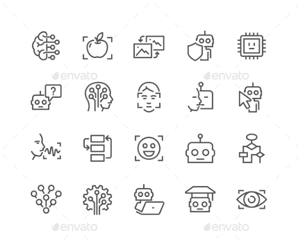 Line Artificial Intelligence Icons - Icons