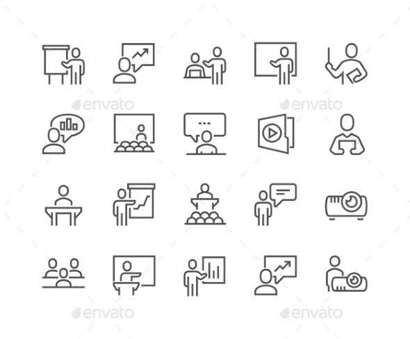 Line Business Presentation Icons - Icons