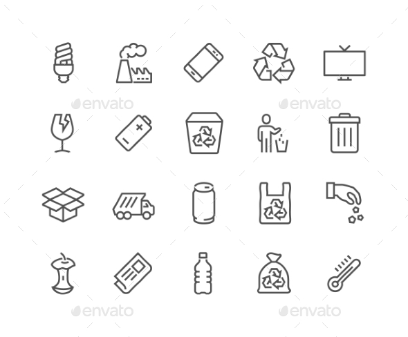 Line Garbage Icons - Icons