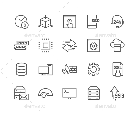 Line Hosting Icons - Icons