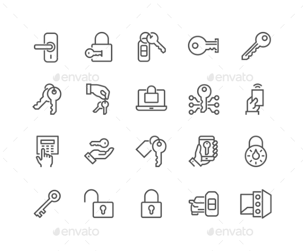 Line Keys and Locks Icons - Icons