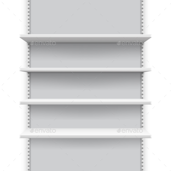 Empty Market Retail Stand with Shelves - Objects Vectors