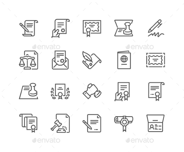 Line Legal Documents Icons - Icons