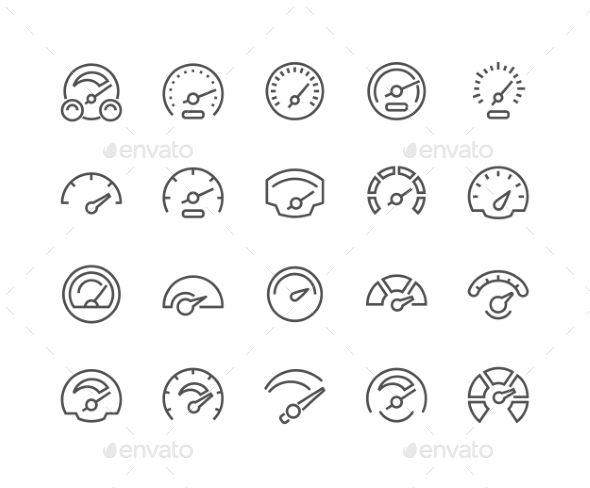 Line Speedometer Icons - Icons