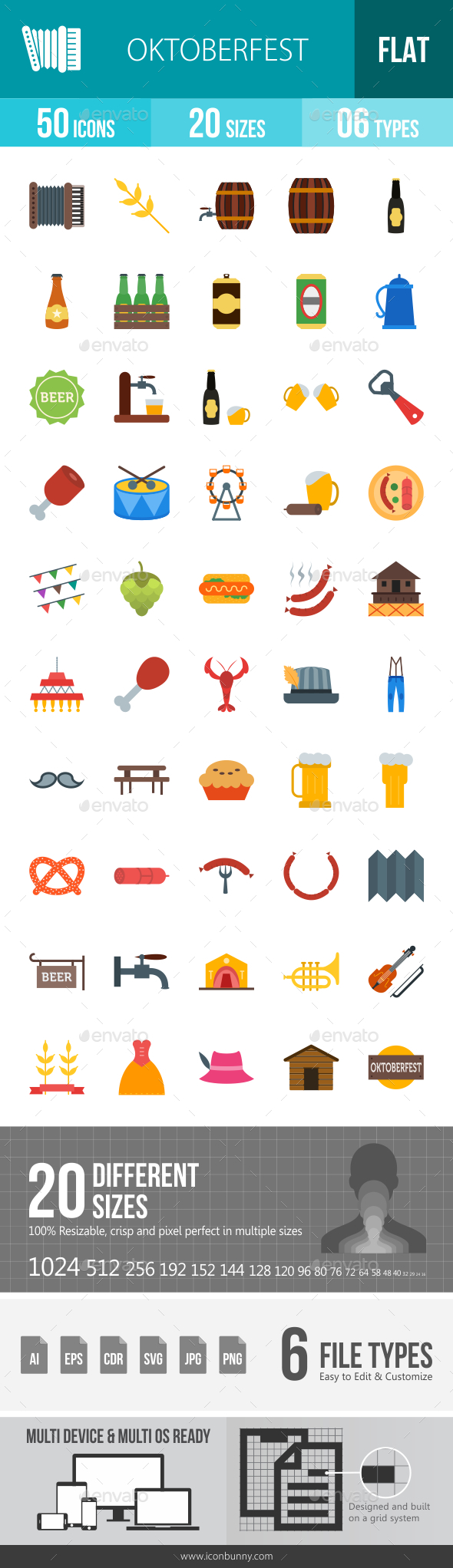 Oktoberfest Flat Multicolor Icons - Icons