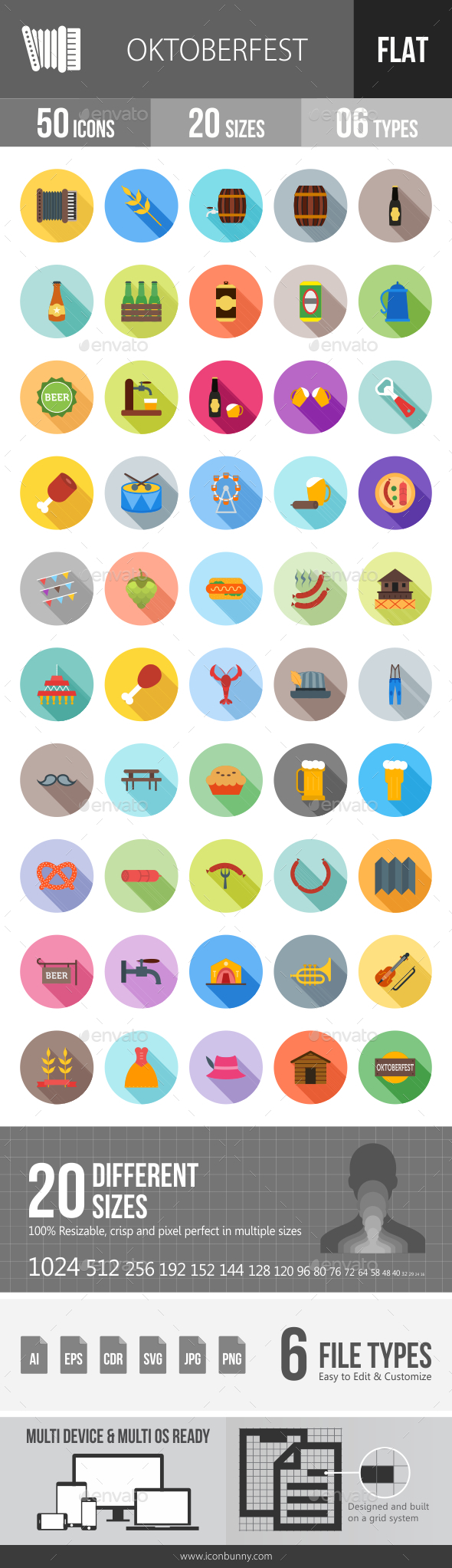 Oktoberfest Flat Shadowed Icons - Icons