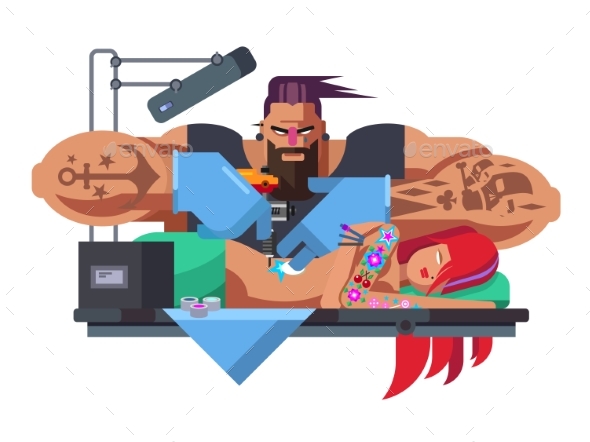 Tattoo Master at Work - People Characters