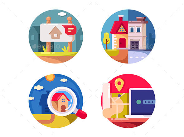 Real Estate Market - Web Elements Vectors