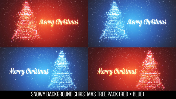 Snowy Backgrounds with a Rotating Christmas Tree of Shiny Particles Pack