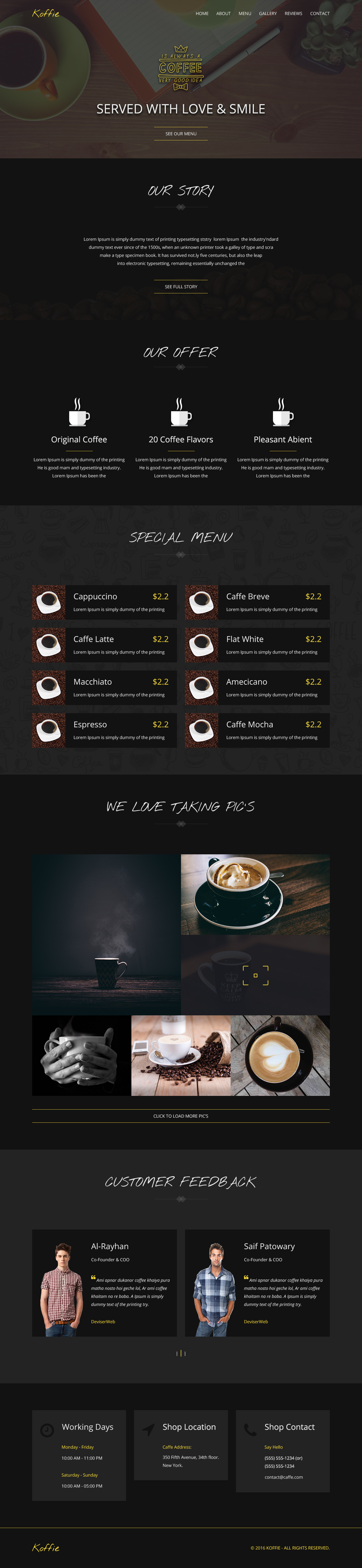 Koffie-Multi-purpose One Page PSD Template