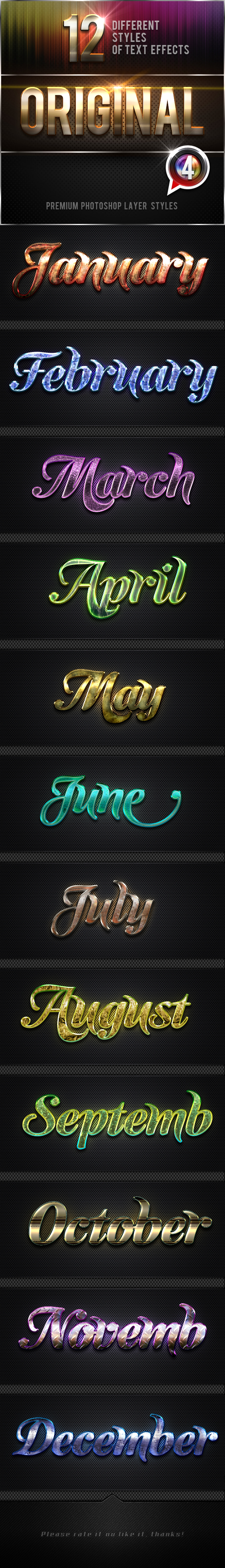 12 Original Photoshop Text Effects Vol.4 - Text Effects Styles