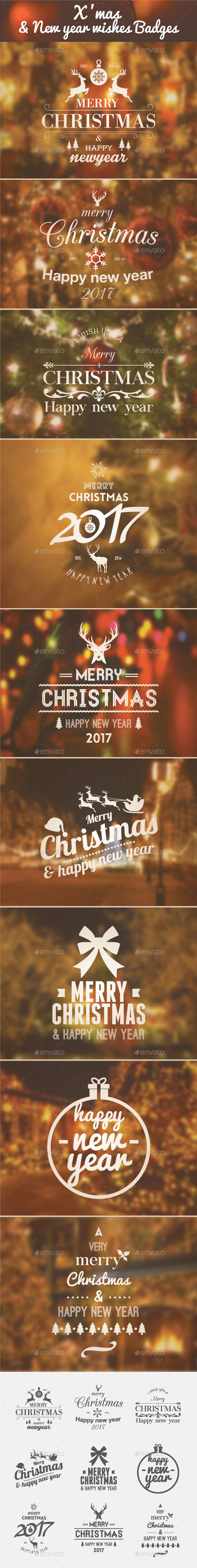 Xmas & New Year wishes - Badges & Stickers Web Elements