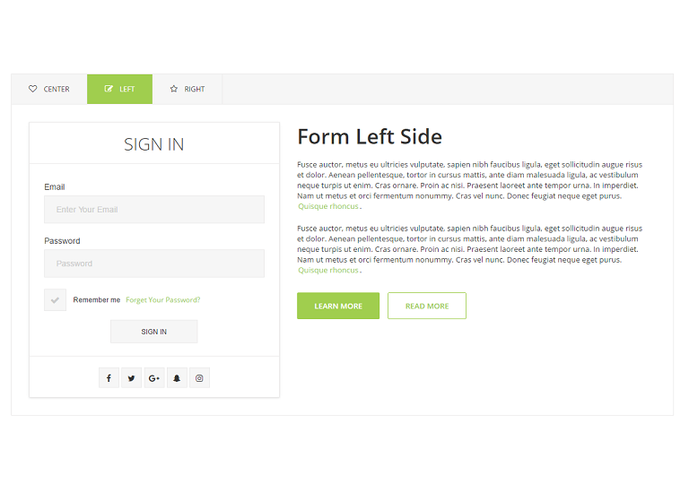 bootstrap sign in form