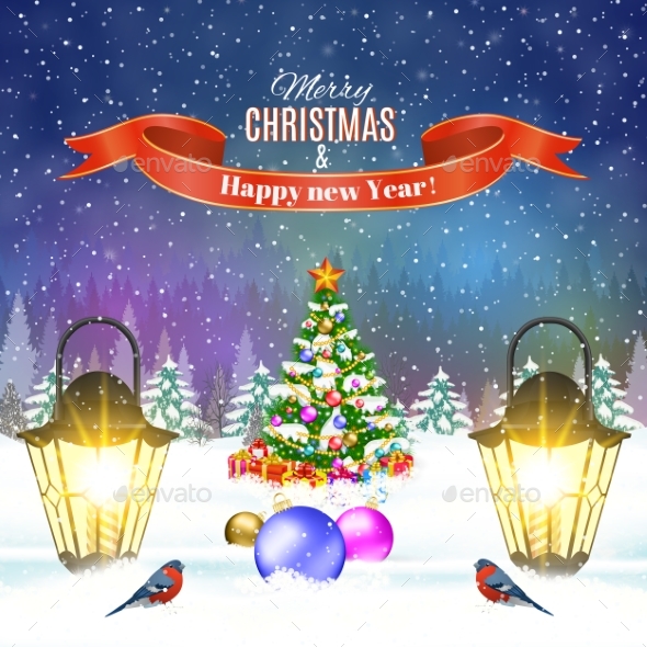 Christmas Vintage Greeting Card on Winter Village - Christmas Seasons/Holidays
