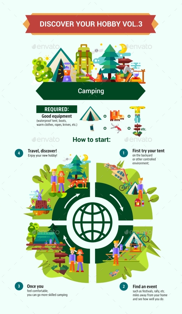 Camping and Hiking - Poster, Brochure Cover - Sports/Activity Conceptual