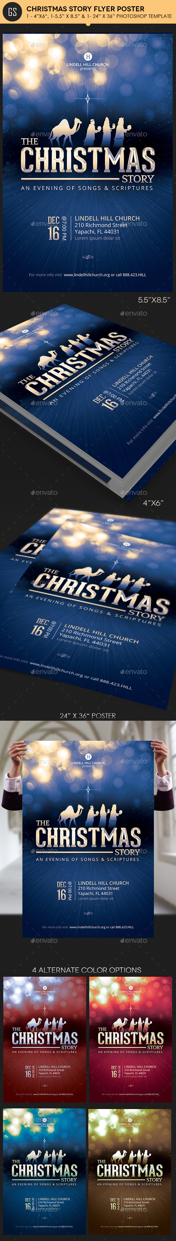Christmas Story Church Flyer Poster Template - Church Flyers