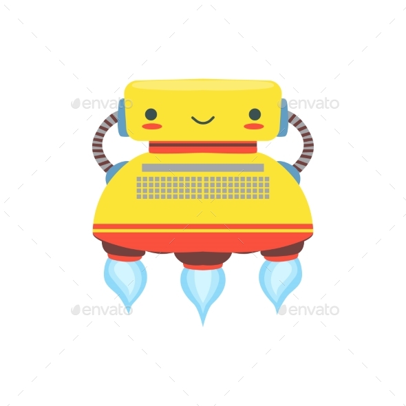 Yelllow Flying Friendly Android Robot Character - Miscellaneous Characters