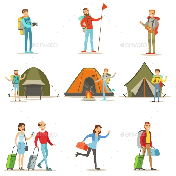 Happy People Traveling and Camping - Travel Conceptual