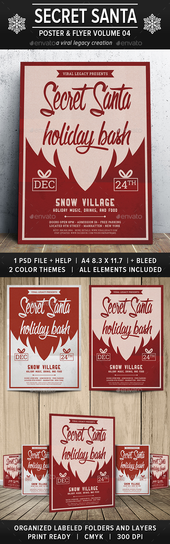 Secret Santa Holiday Bash V04 - Flyers Print Templates