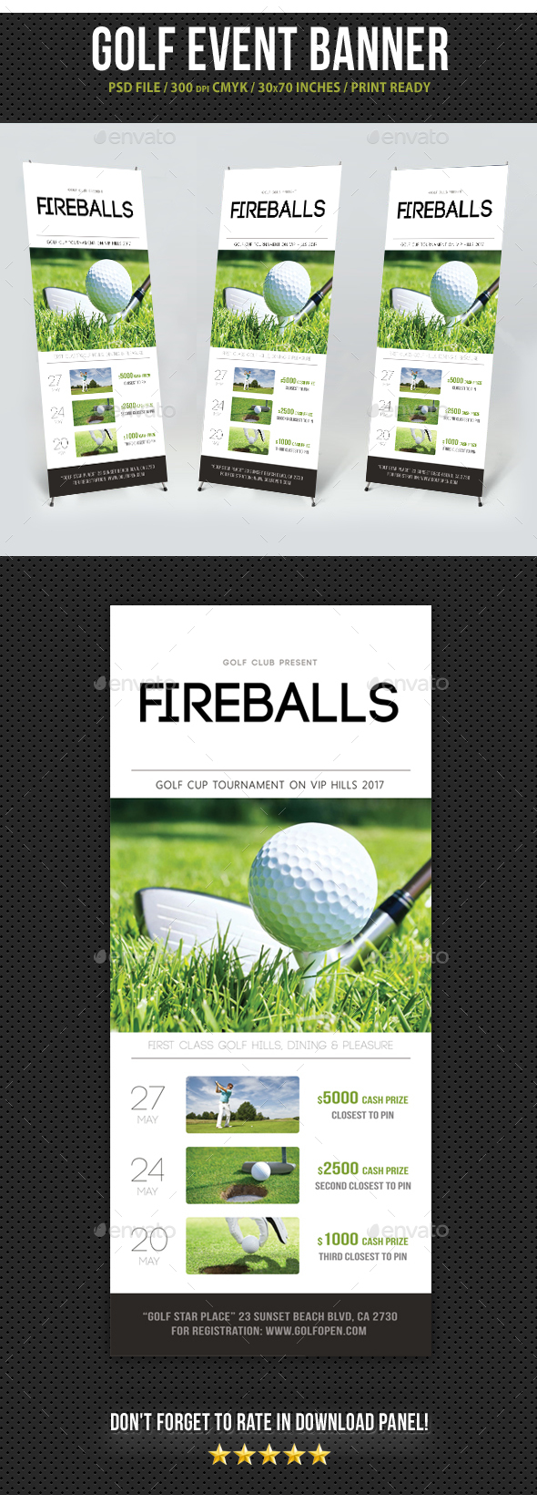 Golf Banner Roll-Up Template - Signage Print Templates