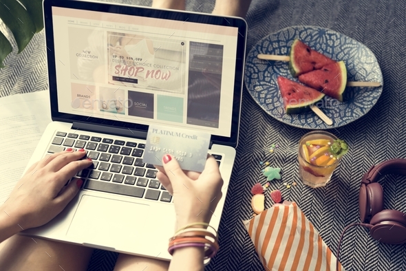 Woman Online Shopping Website Concept - Stock Photo - Images