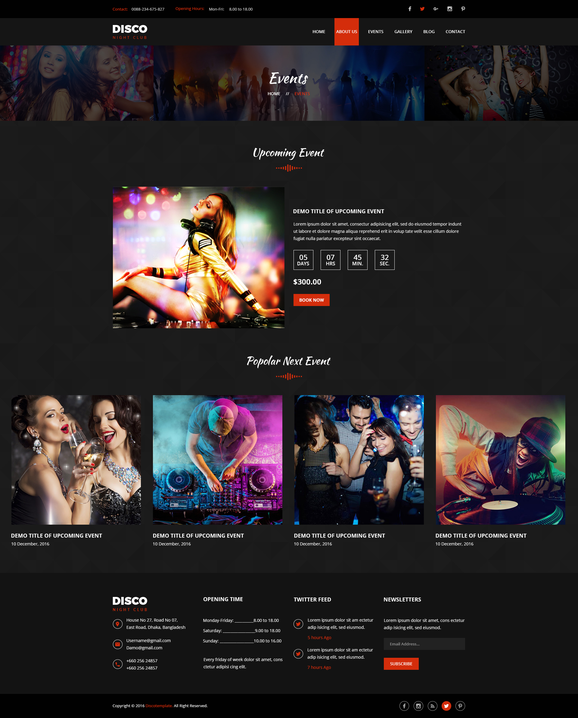 Disco Night Club - PSD Template