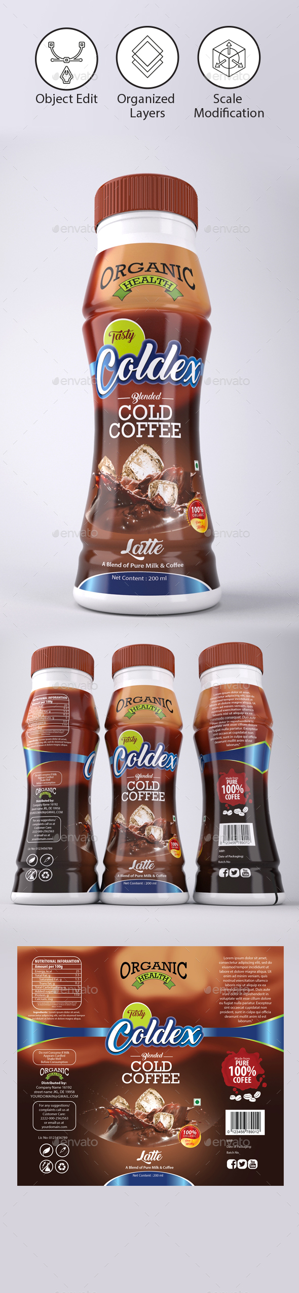Coffee Drink label Template - Packaging Print Templates