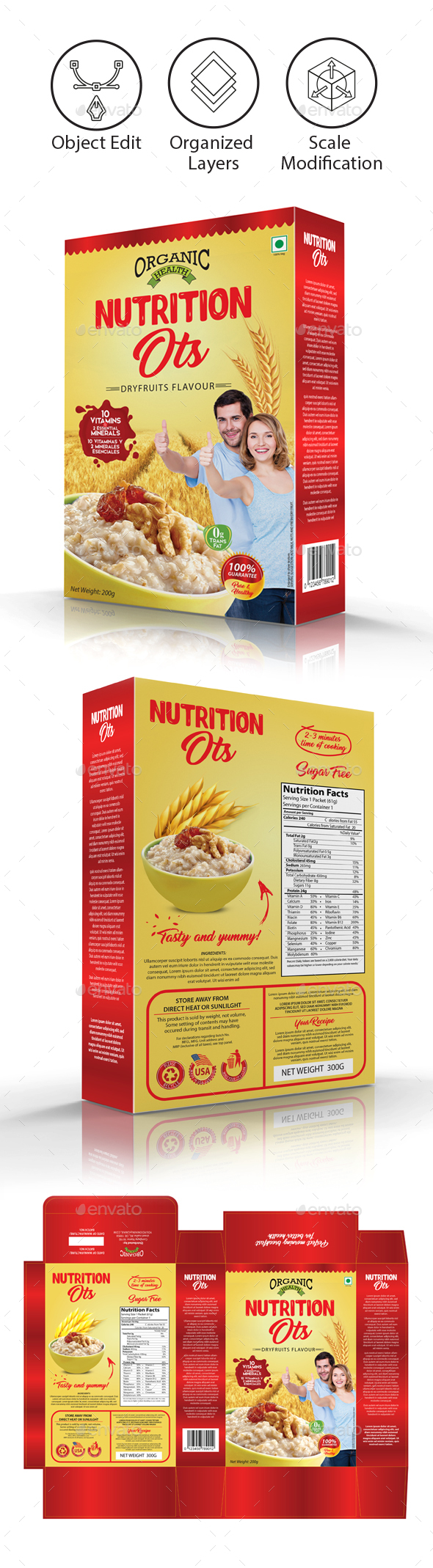 Oats / Cereal Packaging Template - Packaging Print Templates