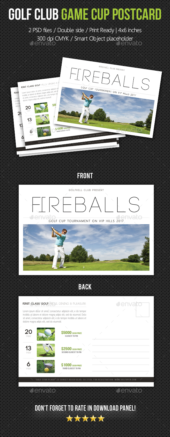 Golf Club Game Cup Postcard V03 - Cards & Invites Print Templates