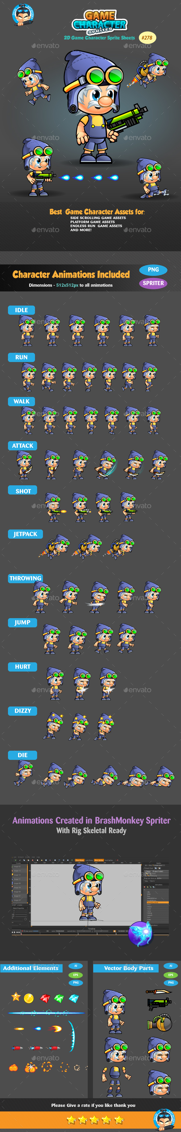 2D Game Character Sprites 278 by pasilan | GraphicRiver