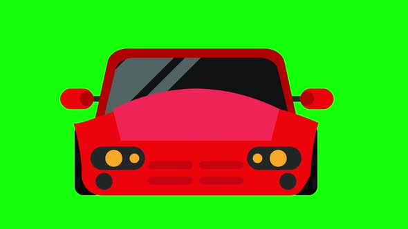 Running red color car animation with green screen background.