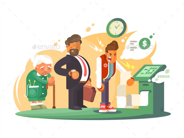 Bad Service at Bank - People Characters