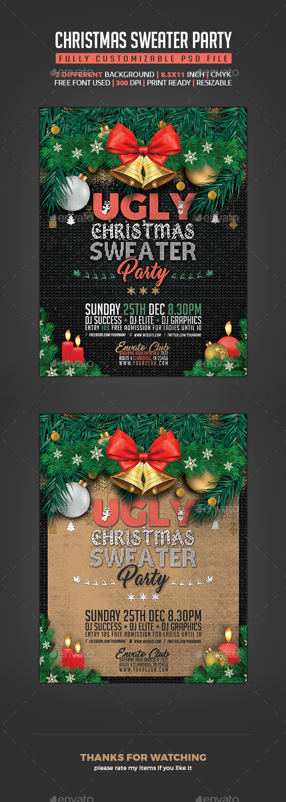 Ugly Sweater Christmas Flyer - Clubs & Parties Events