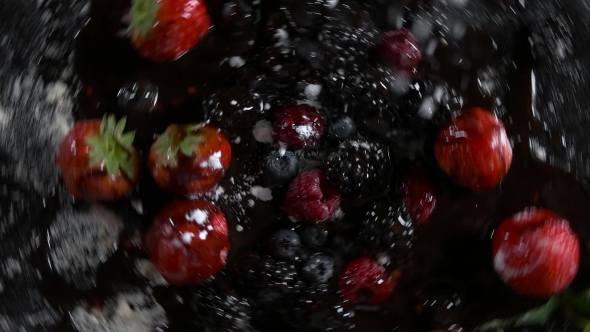 Fruits Revolve and Sprinkled with Powdered Sugar