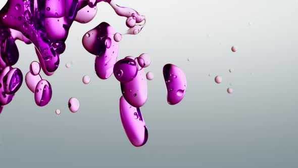 Vertical Video Cosmetic Pink Oil Bubbles Emerging on White Background