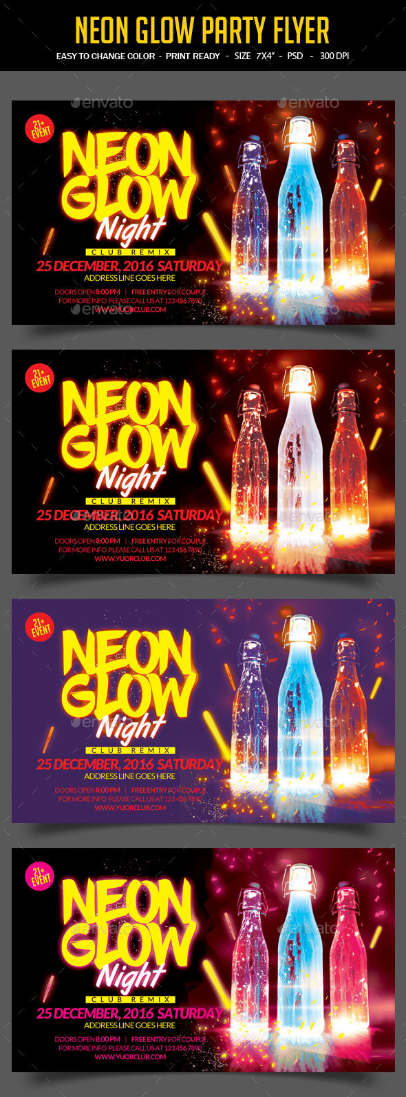 Neon Glow Party Flyer - Clubs & Parties Events