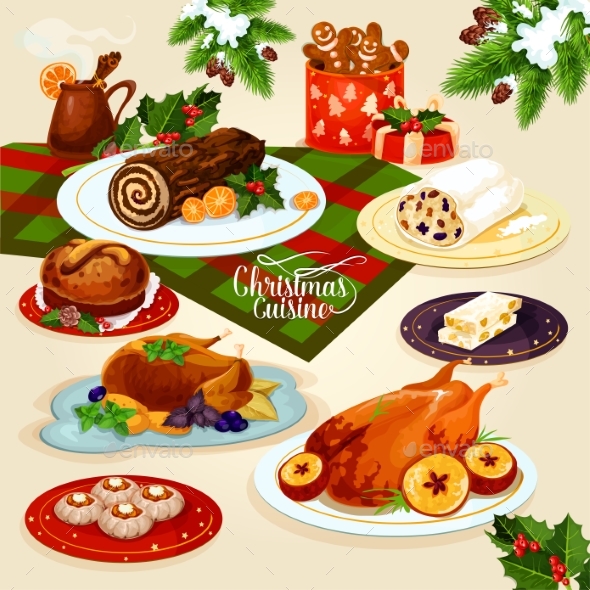 Christmas Cuisine Dinner for Festive Menu Design - Christmas Seasons/Holidays