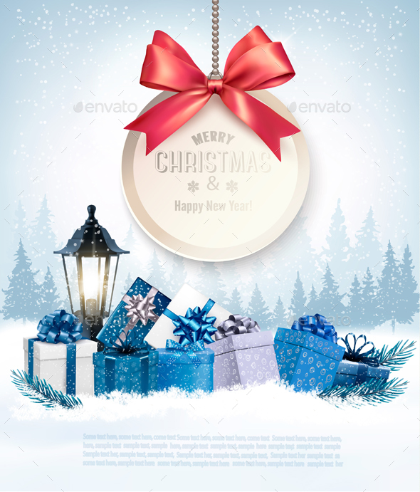 Holiday Christmas Background With A Gift Boxes - Christmas Seasons/Holidays