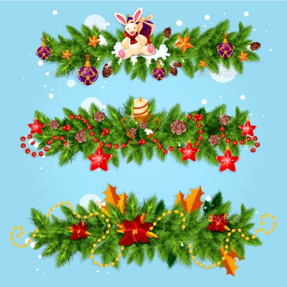 Christmas Garland for Xmas Greeting Card Design - Christmas Seasons/Holidays