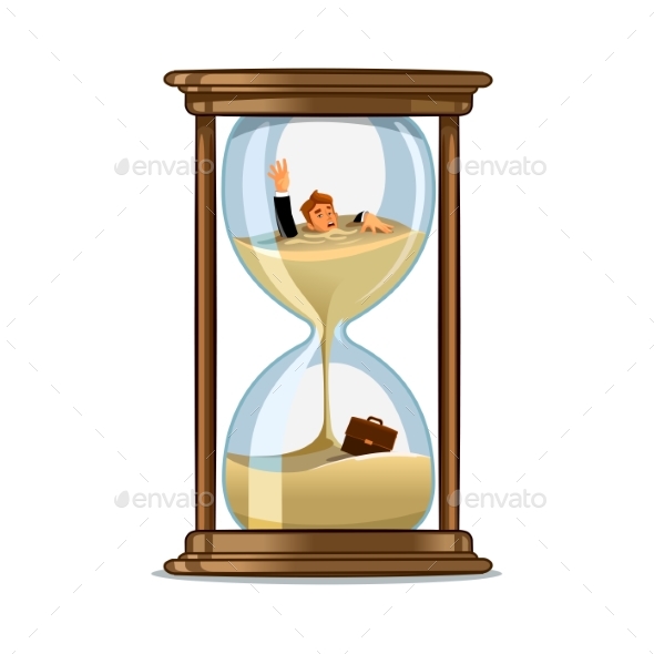 Businessman in Hourglass. Deadline Concept Design - Concepts Business