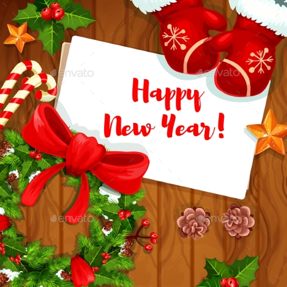 New Year Winter Holiday Greeting Card Design - New Year Seasons/Holidays
