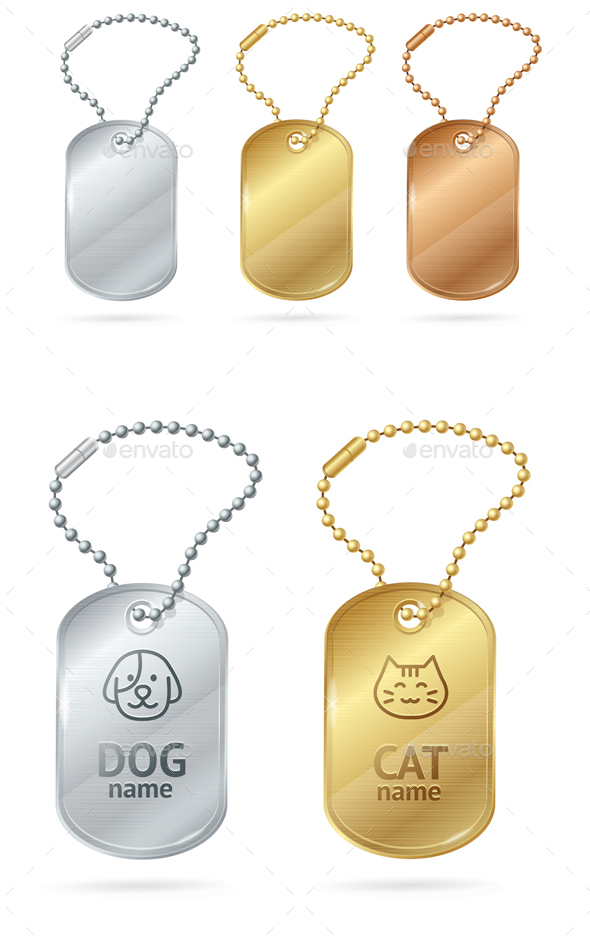 Cat Dog Animal Tags or Medallion. Vector - Objects Vectors