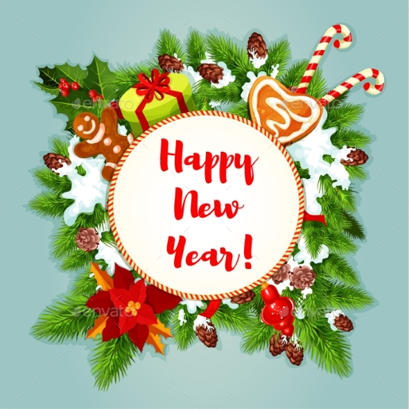 New Year Greeting Card or Poster - New Year Seasons/Holidays