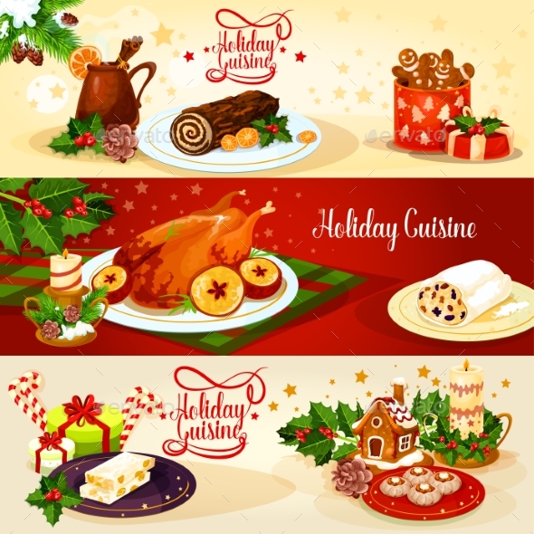 Christmas Holiday Cuisine Banner for Menu Design - Christmas Seasons/Holidays