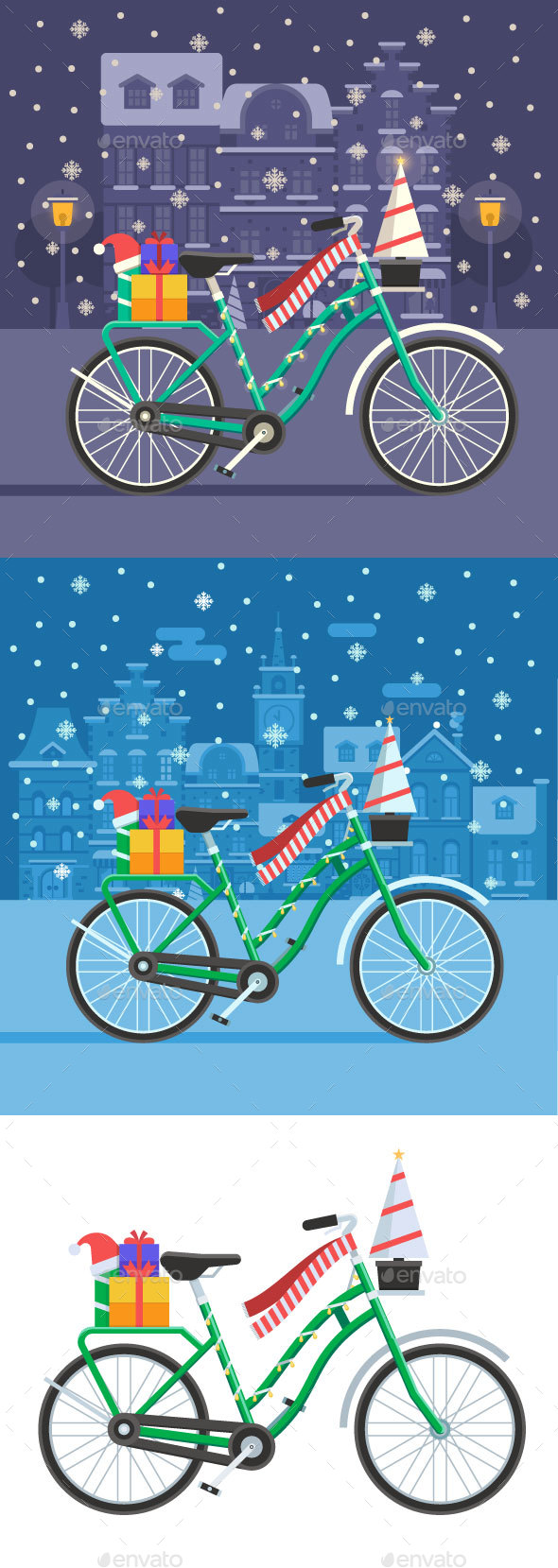 2 Christmas Bike Backgrounds - Seasons/Holidays Conceptual