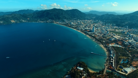 Aerial: High Above the Patong Beach. alt