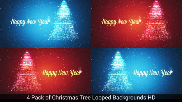 4 Pack of Christmas Tree Backgrounds
