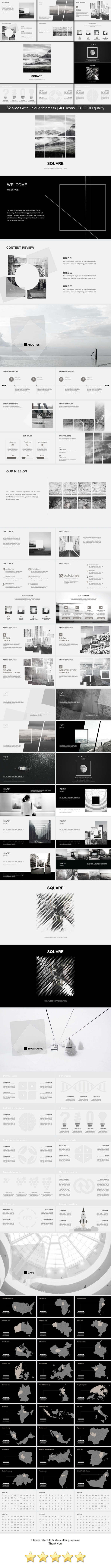 Square Minimal GoogleSlides Template - Google Slides Presentation Templates