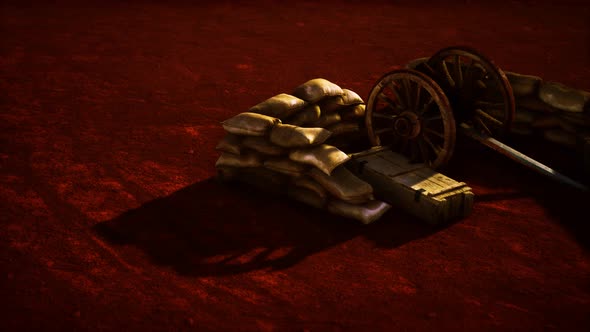 Gun Behind Sandbags During the U.S. Civil War alt