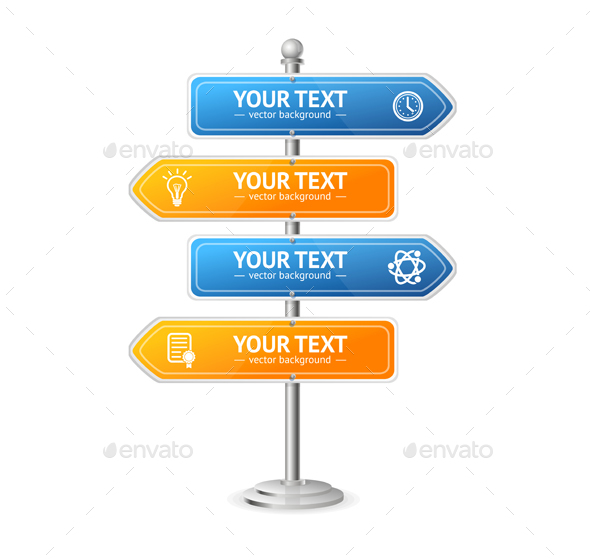 Road and Street Sign Menu. Vector - Travel Conceptual